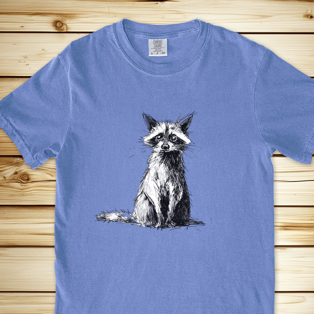 2052 Overthinking Raccoon L Relaxed Fit Tee - Blue Jean