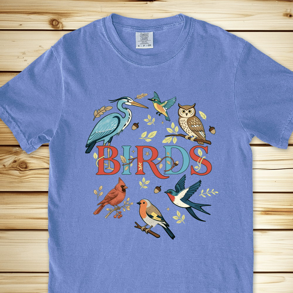 Birds Relaxed Fit Tee - Blue Jean
