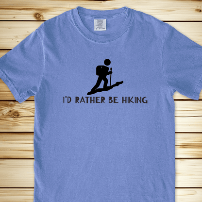 Id Rather Be Hiking Relaxed Fit Tee - Blue Jean