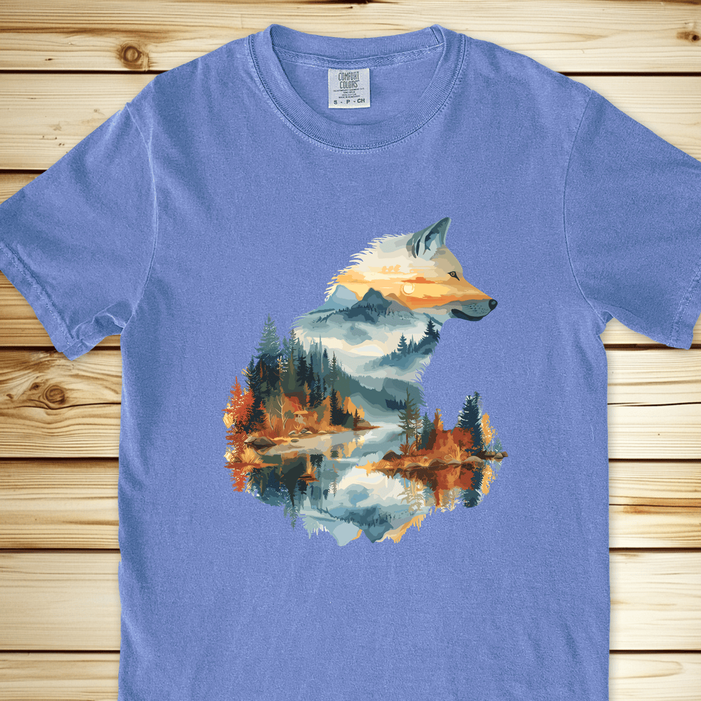 2261 Wolf In The Woods Relaxed Fit Tee - Blue Jean