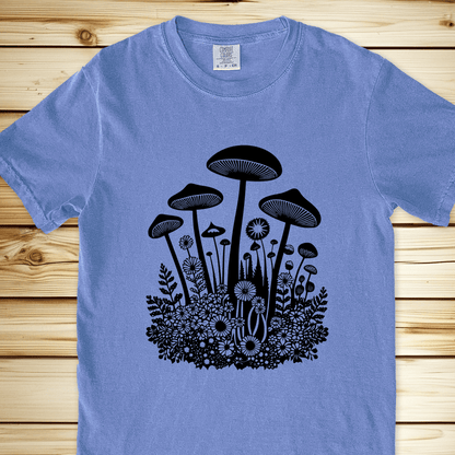 2262 Forest Floor Mushrooms Relaxed Fit Tee - Blue Jean