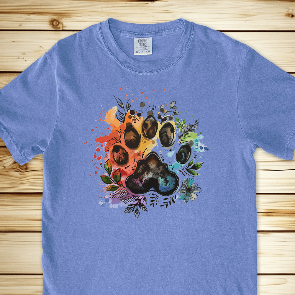 1286 Bear Paw Print Relaxed Fit Tee - Blue Jean