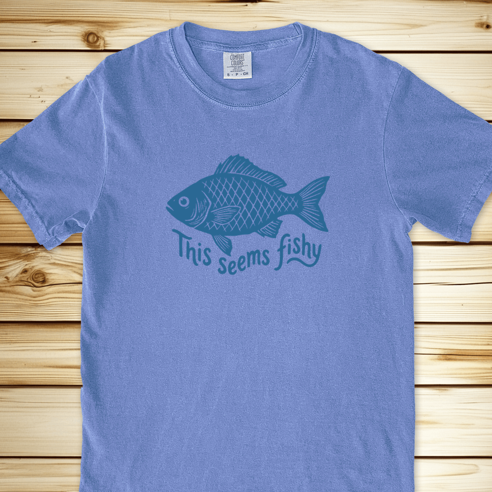 2312 This Seems Fishy Relaxed Fit Tee - Blue Jean