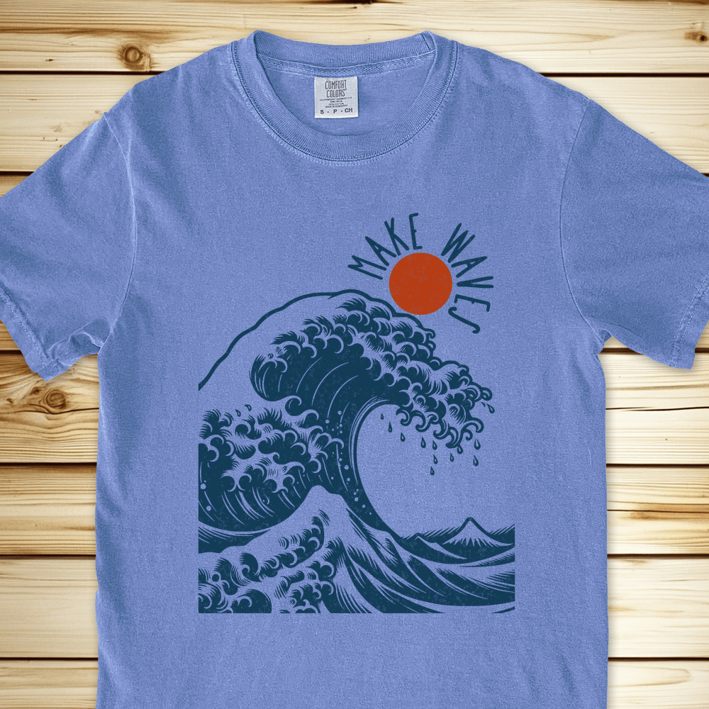 Hokusai Make Wave Relaxed Fit Tee - Blue Jean