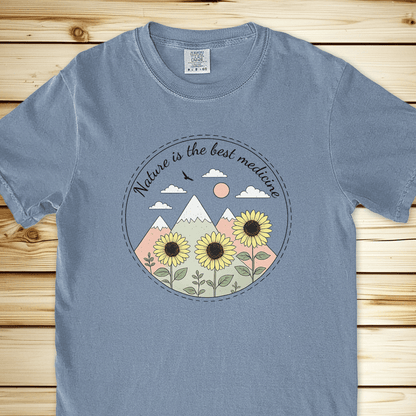 Nature The Best Medicine Final Relaxed Fit Tee - Blue Jean