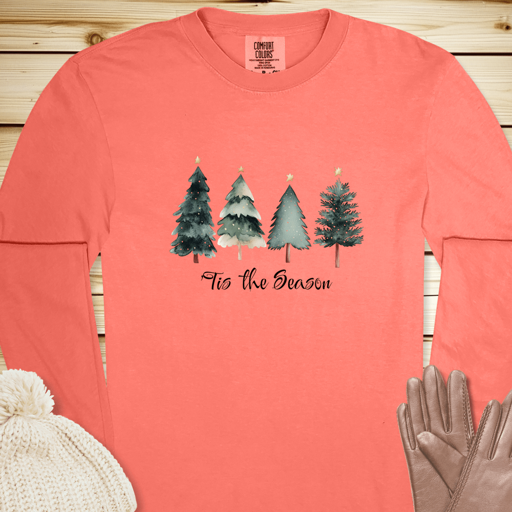 1690 Tis The Season Long Sleeve Tshirt - Bright Salmon