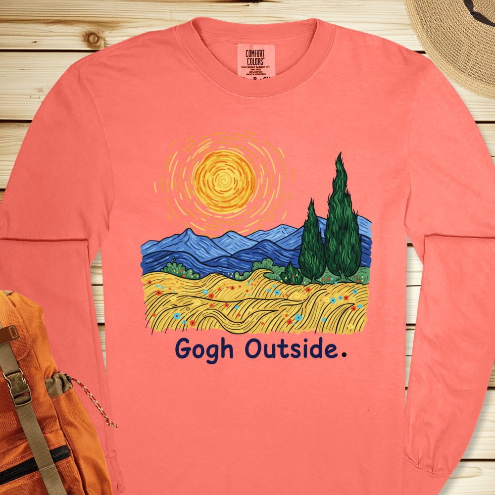 2274 Gogh Outside Long Sleeve Tshirt - Bright Salmon