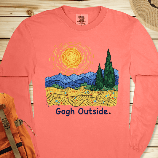 2274 Gogh Outside Long Sleeve Tshirt - Bright Salmon