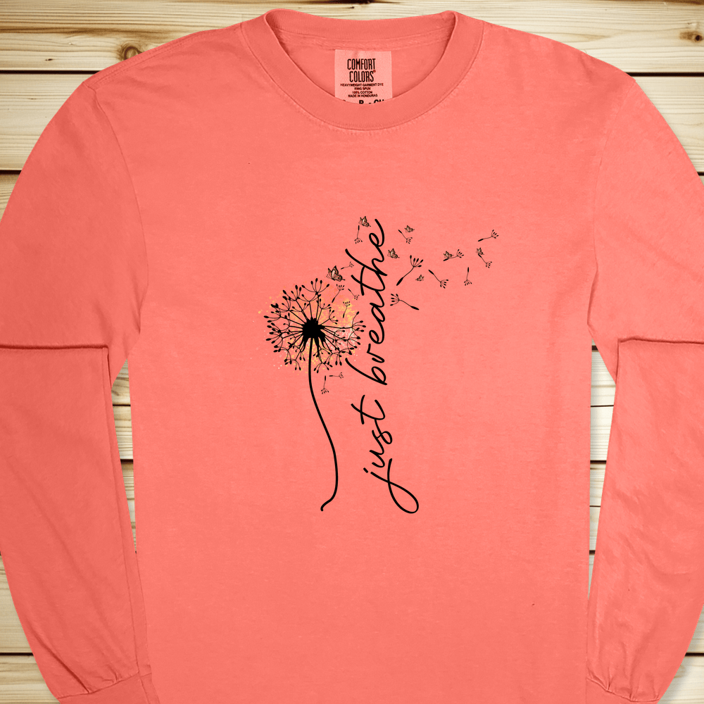 1634 Just Breathe Long Sleeve Tshirt - Bright Salmon