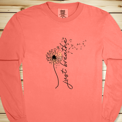 1634 Just Breathe Long Sleeve Tshirt - Bright Salmon