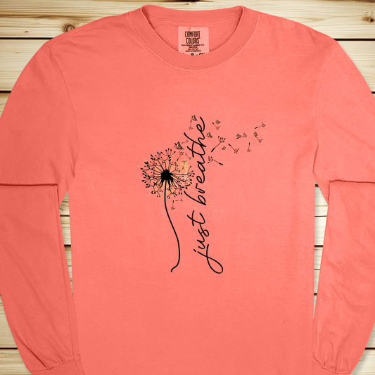1634 Just Breathe Long Sleeve Tshirt - Bright Salmon