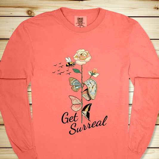 2293 Dali Get Surreal Long Sleeve Tshirt - Bright Salmon