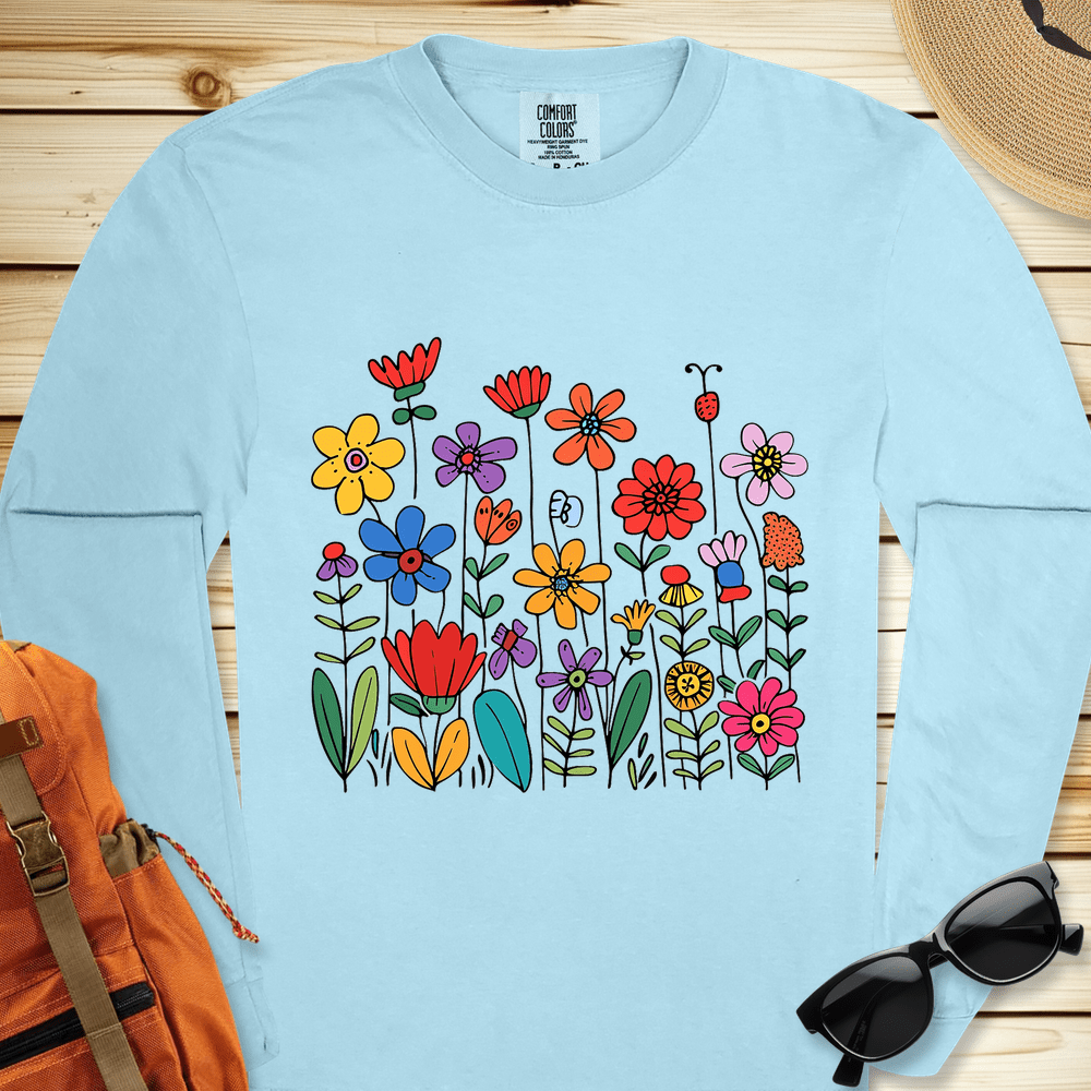 1526 Wildflowers Long Sleeve Tshirt - Chambray