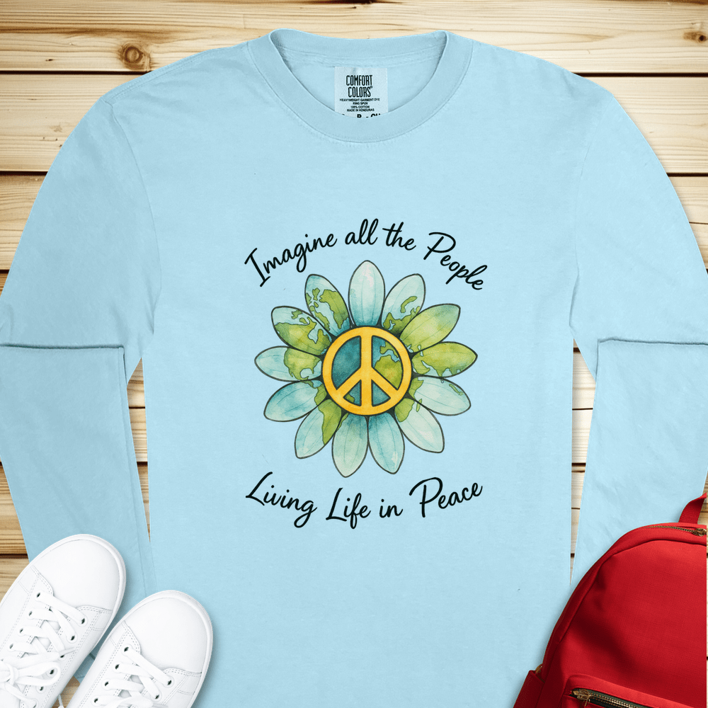2058 Imagine All The People Long Sleeve Tshirt - Chambray