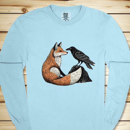 Fox And Crow Long Sleeve Tshirt - Chambray