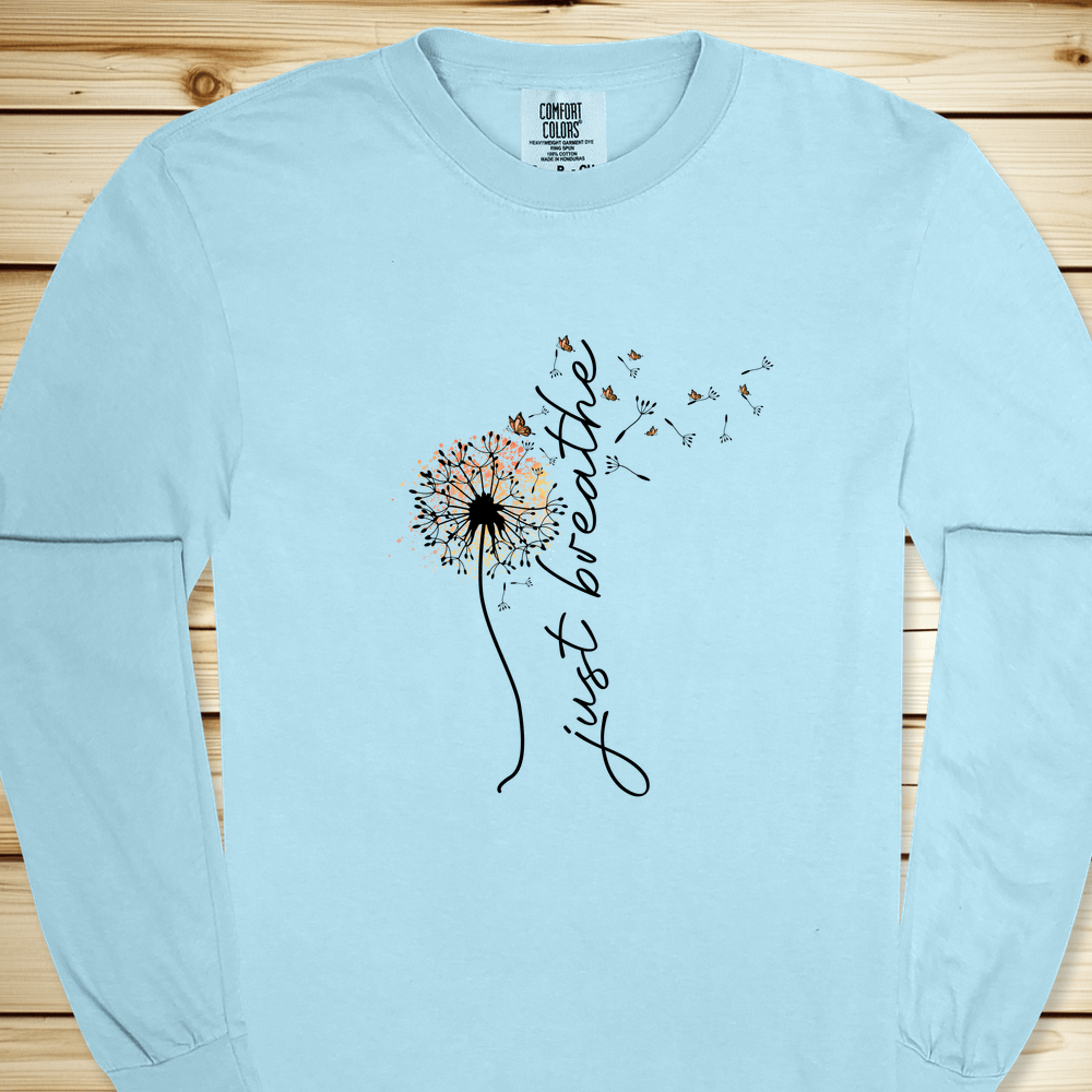 1634 Just Breathe Long Sleeve Tshirt - Chambray