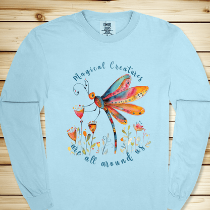 1935 Magical Dragonfly Long Sleeve Tshirt - Chambray