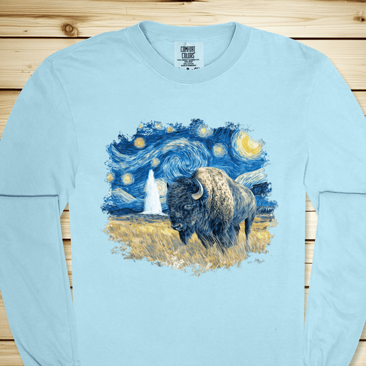 2294 Van Gogh Starry Night Long Sleeve Tshirt - Chambray