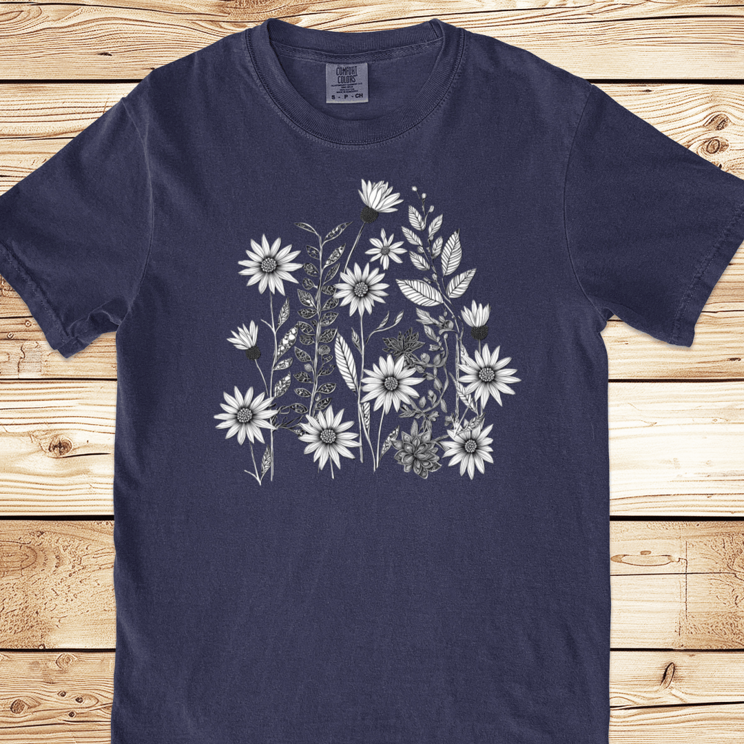 Monochrome WildFlowers Relaxed Fit Tee