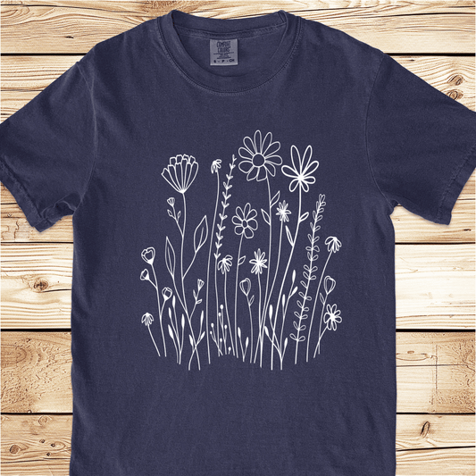 White Wildflowers Relaxed Fit Tee