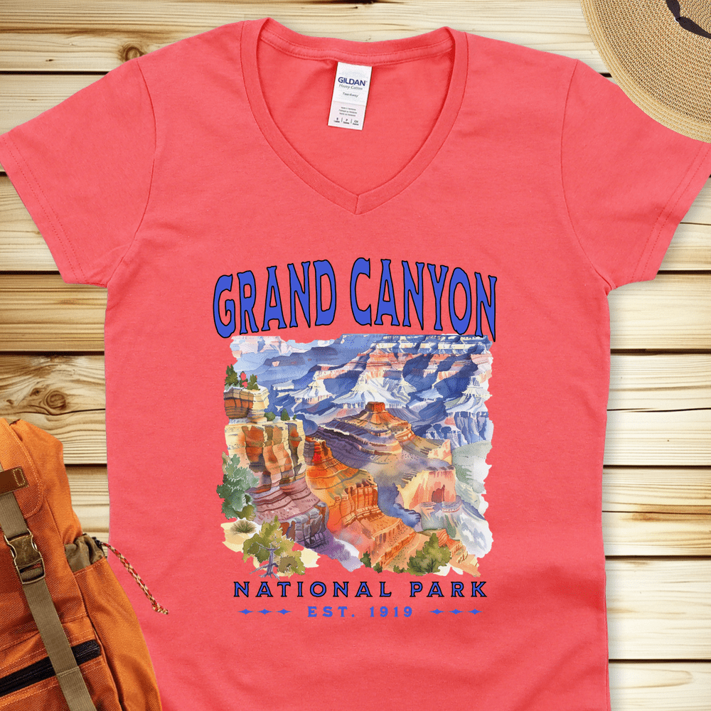 1439 Grand Canyon National Park V-Neck - Coral Silk