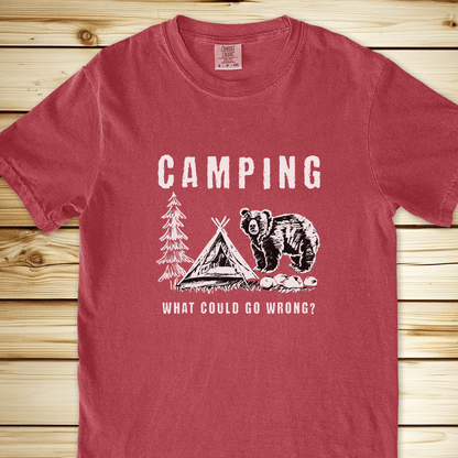 Camping What Could Go Wrong Relaxed Fit Tee - Crimson