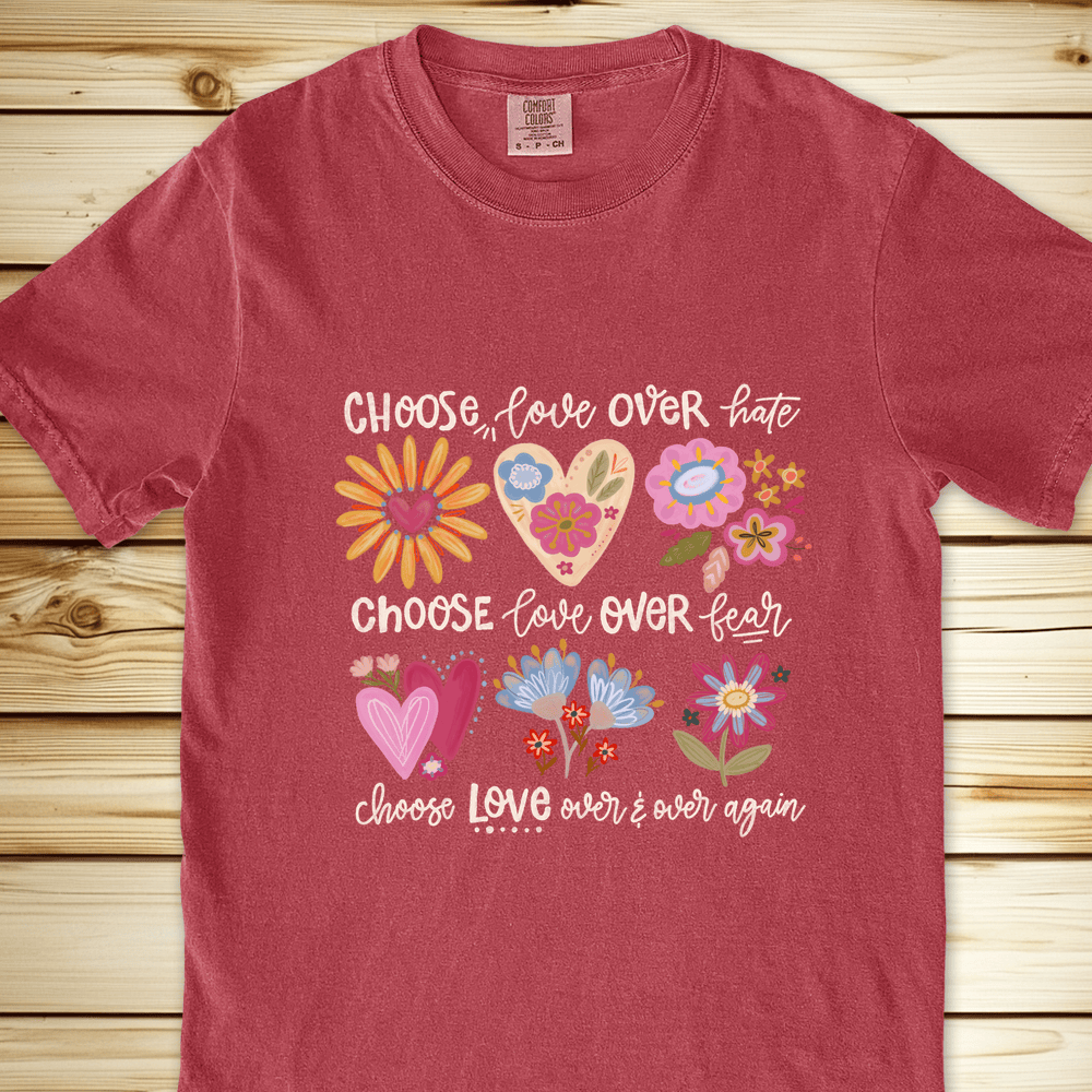 1837 Choose Love Relaxed Fit Tee - Crimson