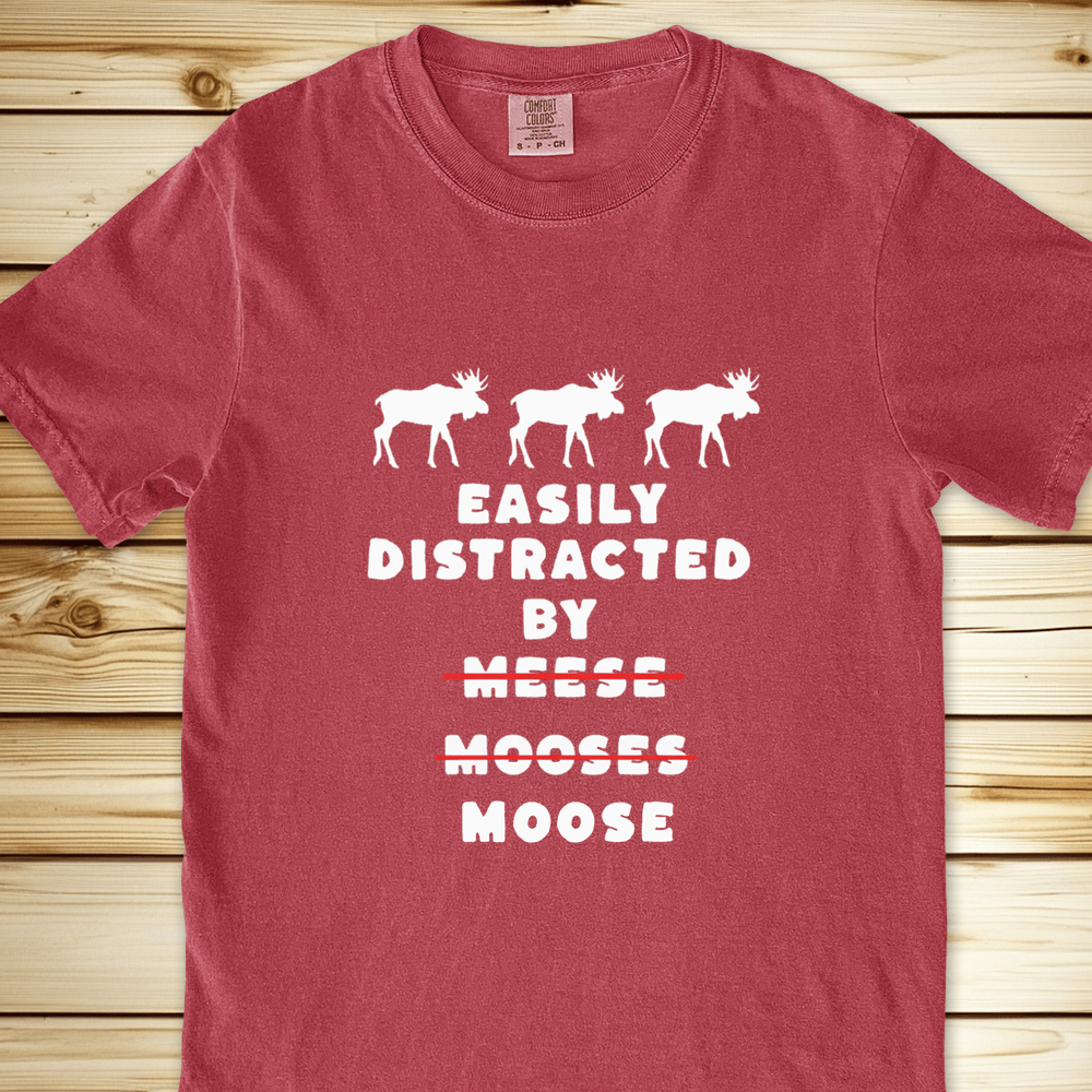 2273 Easily Distracted By Moose Relaxed Fit Tee - Crimson