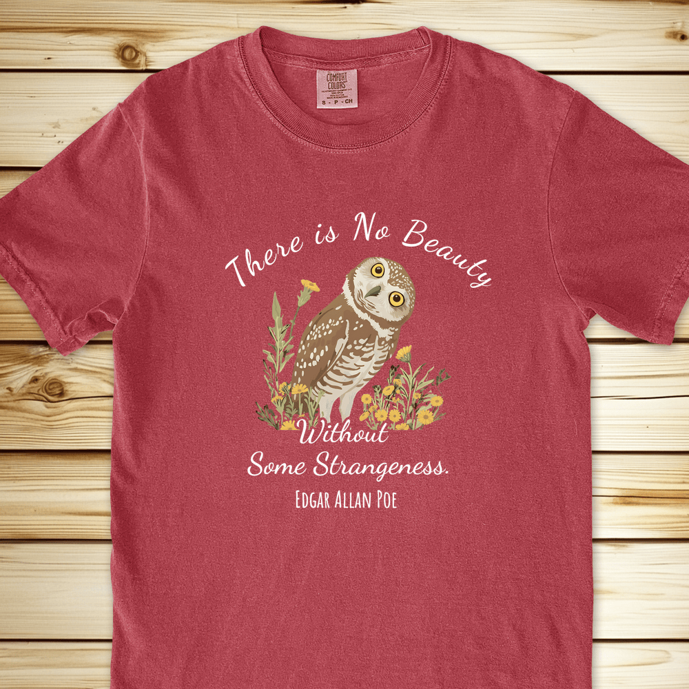There Is No Beauty Poe Quote Relaxed Fit Tee - Crimson