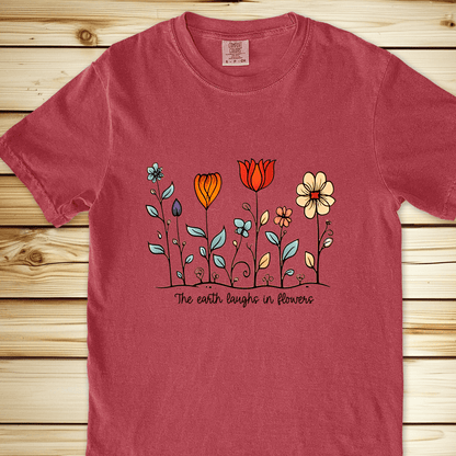 Painted Sunflowers Relaxed Fit Tee - Crimson