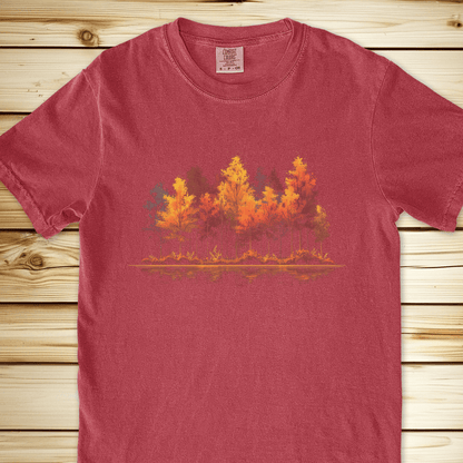 2301 Trees Lake Reflection Relaxed Fit Tee - Crimson