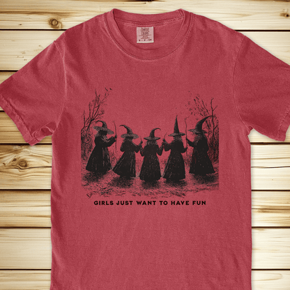 1647 Girls Just Want To Have Fun Relaxed Fit Tshirt - Crimson