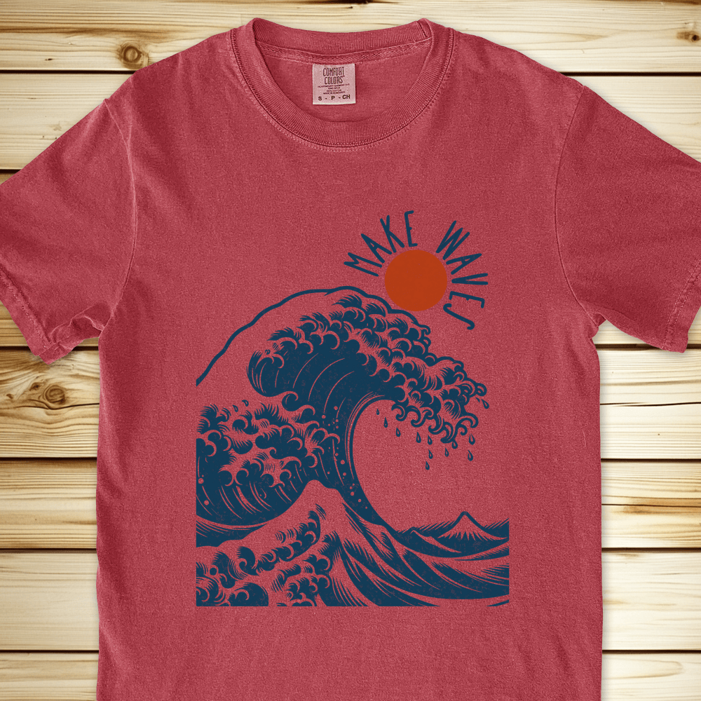 Hokusai Make Wave Relaxed Fit Tee - Crimson