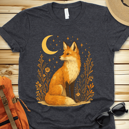 1925 Fox In The Moonlight Tshirt - Dark Grey Heather