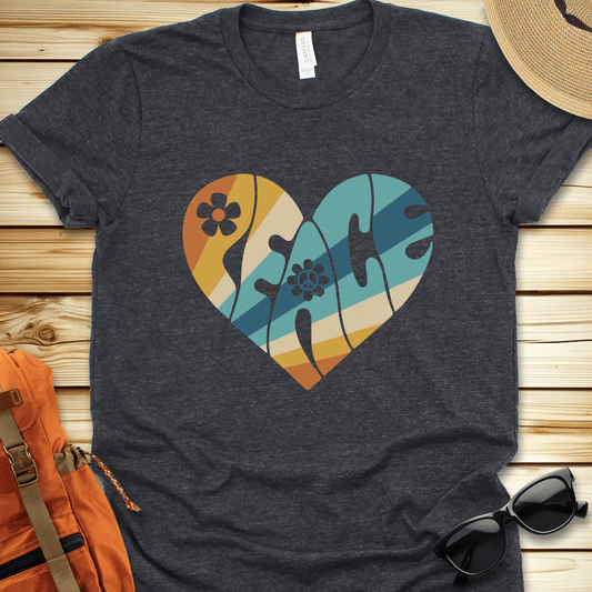 1938 Peace Heart Tshirt - Dark Grey Heather