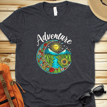 1435 Adventure Crescent Moon Tshirt - Dark Grey Heather