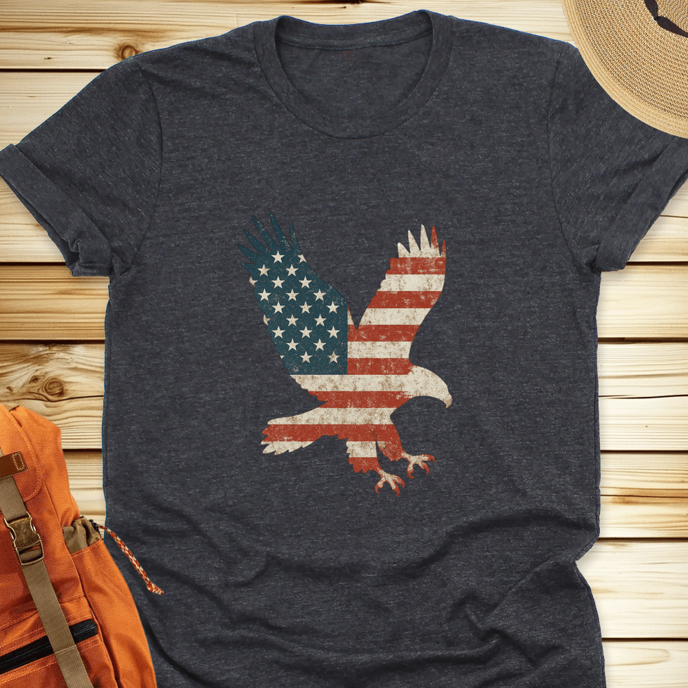 1999 American Flag Eagle Tshirt - Dark Grey Heather