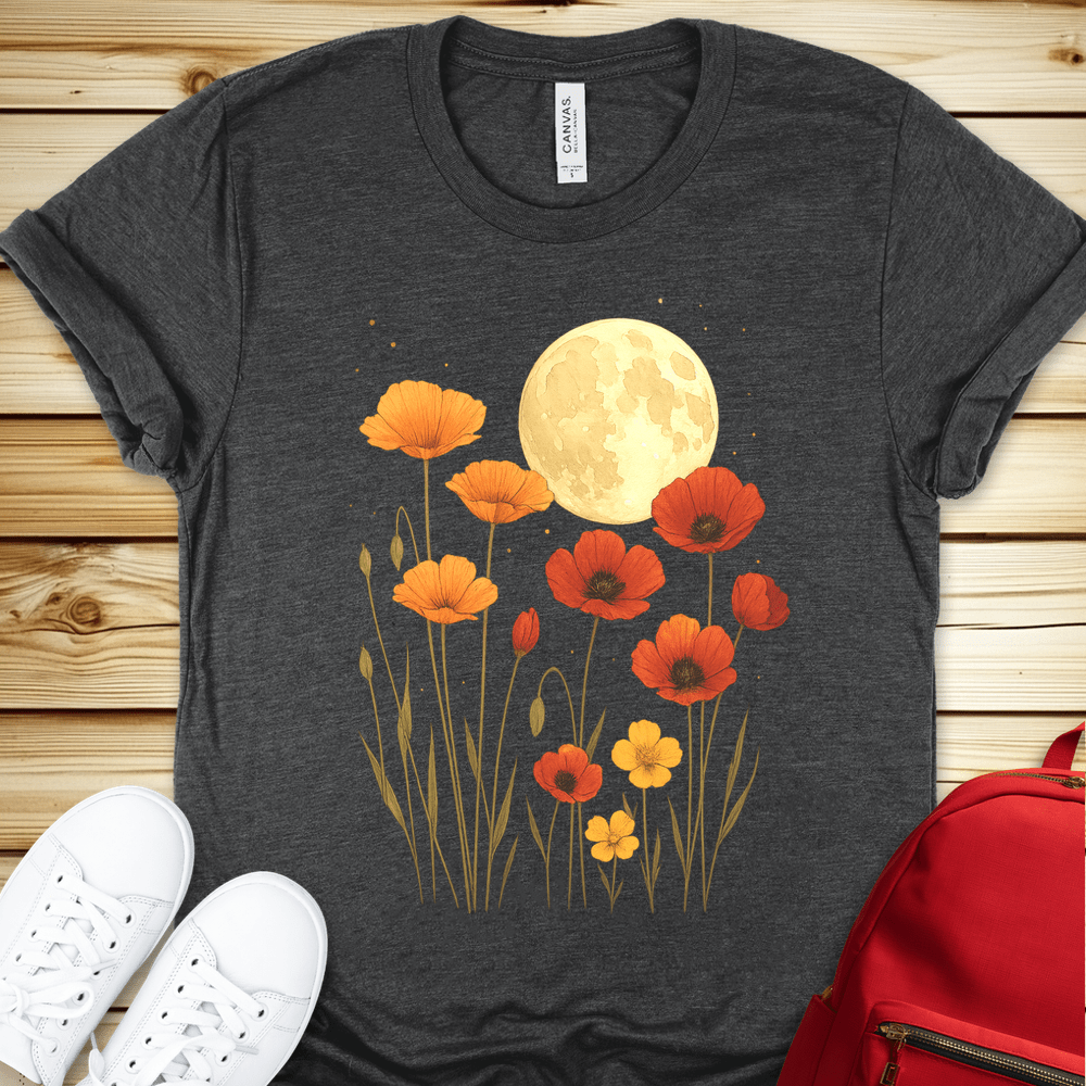 2101 Poppies In The Moonlight Tshirt - Dark Grey Heather