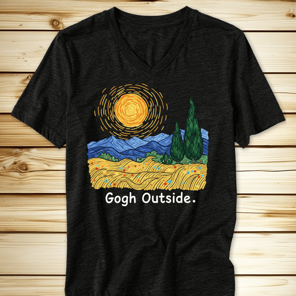Gogh Outside V-Neck Tshirt - Dark Grey Heather