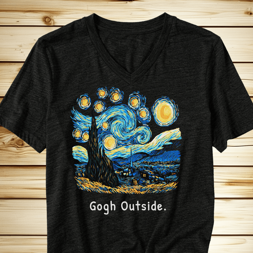 Gogh Outside Starry Nighty V-Neck - Dark Grey Heather