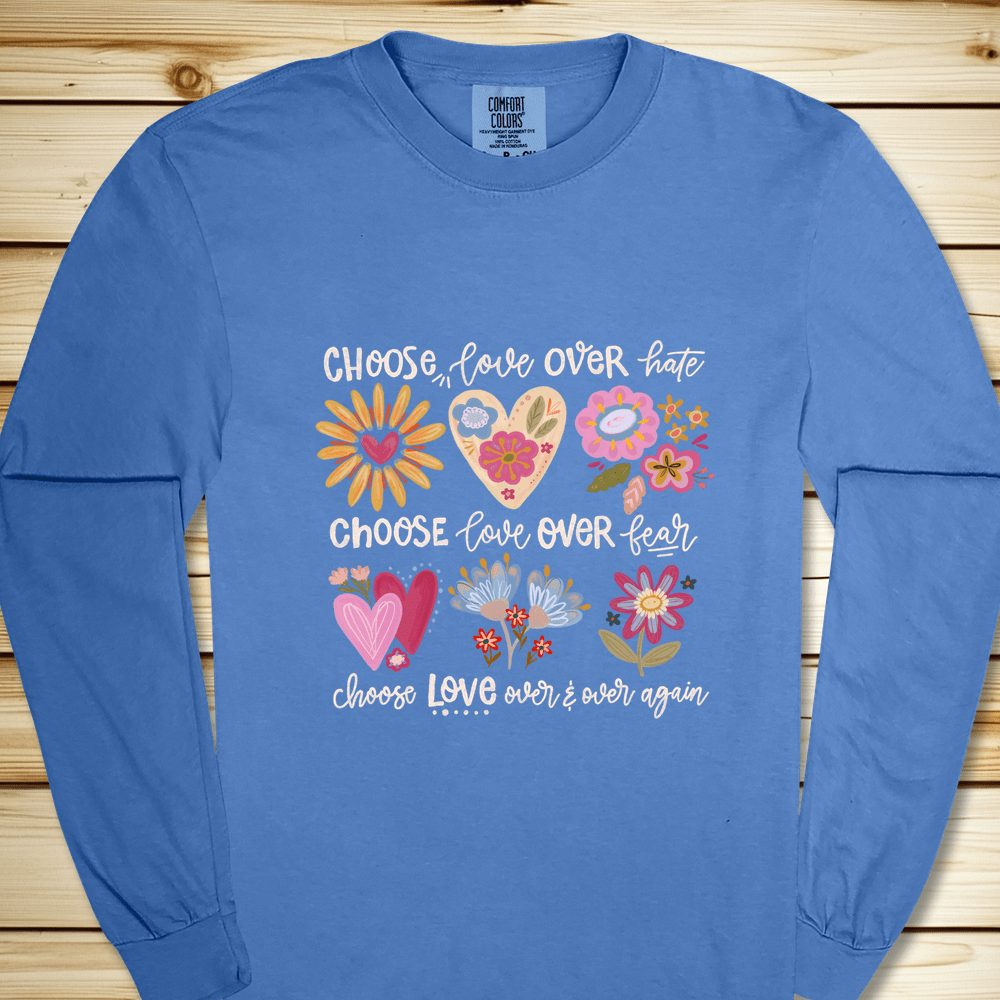 Choose Love Long Sleeve Tshirt - Flo Blue