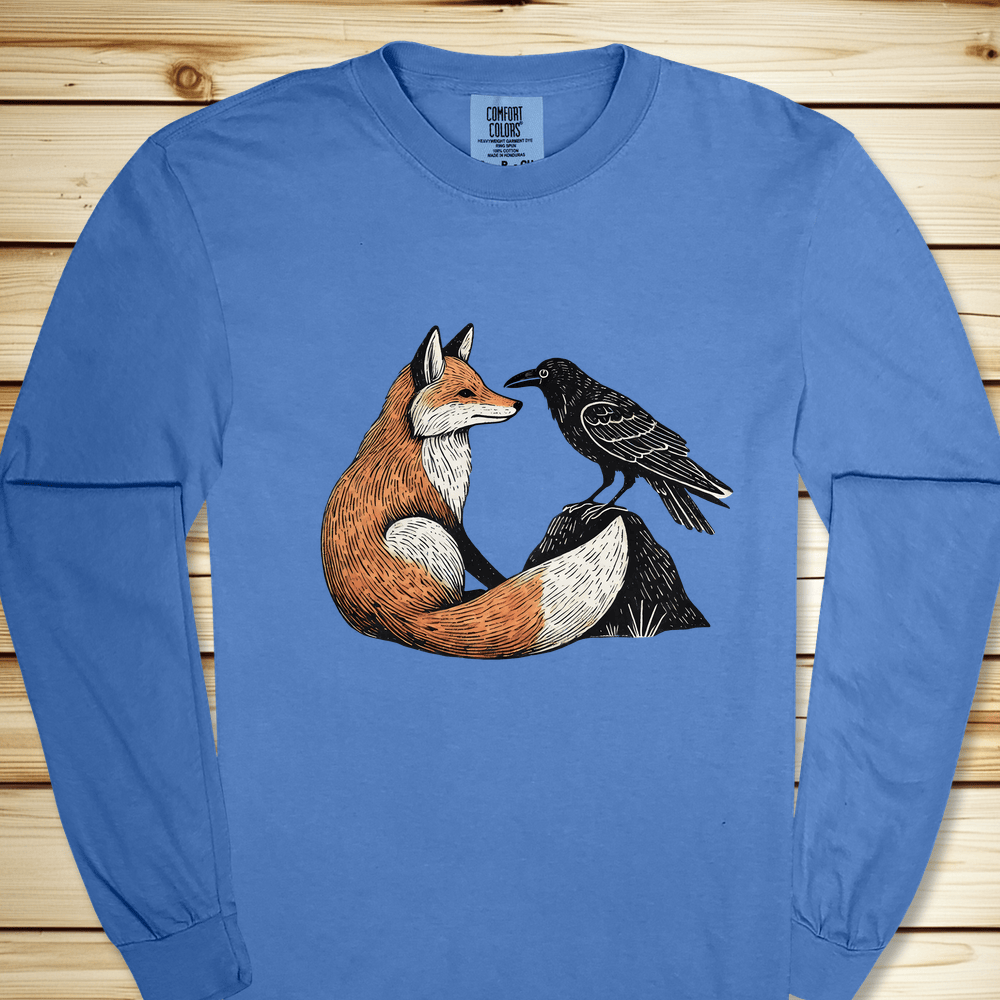 Fox And Crow Long Sleeve Tshirt - Flo Blue