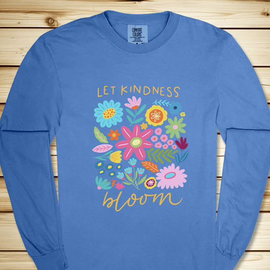 1674 Let Kindness Bloom Long Sleeve Tshirt - Flo Blue