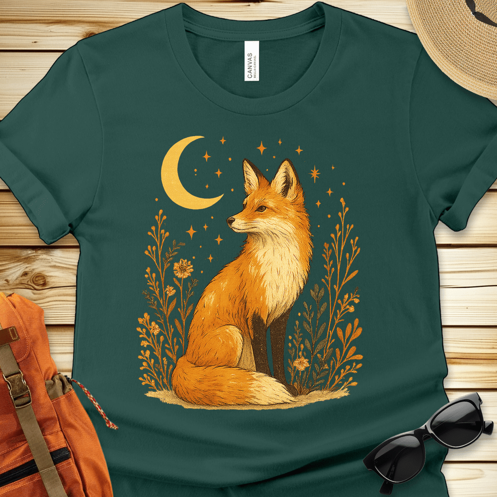 1925 Fox In The Moonlight Tshirt - Forest