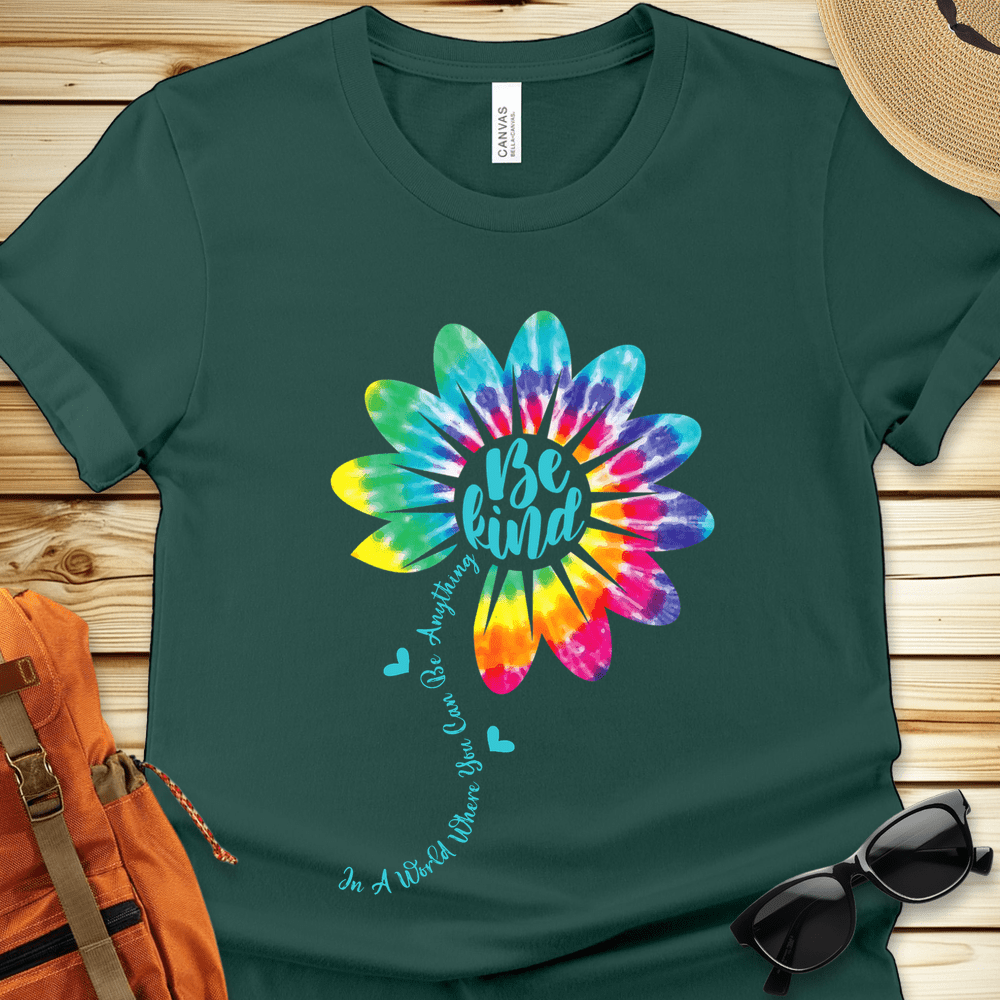 1941 Be Kind Tie Dyed Flower Tshirt - Forest