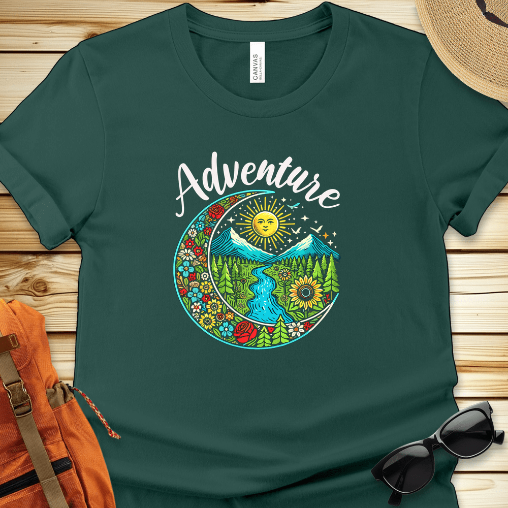 1435 Adventure Crescent Moon Tshirt - Forest