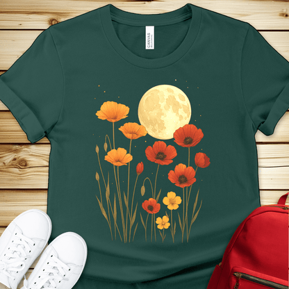 2101 Poppies In The Moonlight Tshirt - Forest