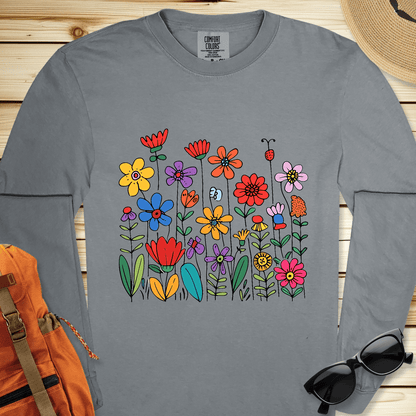 1526 Wildflowers Long Sleeve Tshirt - Granite