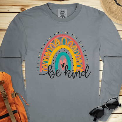 1940 Be Kind Rainbow Long Sleeve Tshirt - Granite