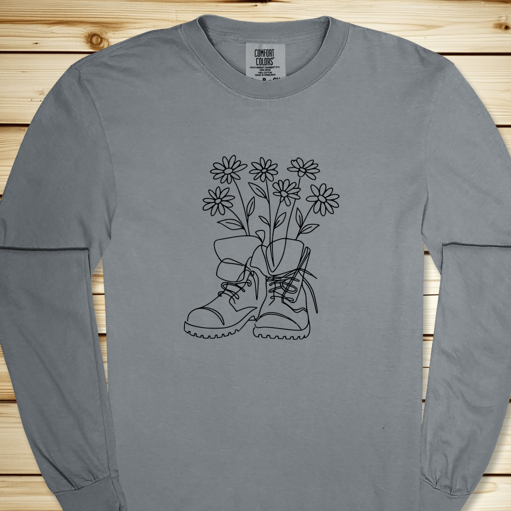 Wildflower Hiking Boots Long Sleeve Tshirt - Granite